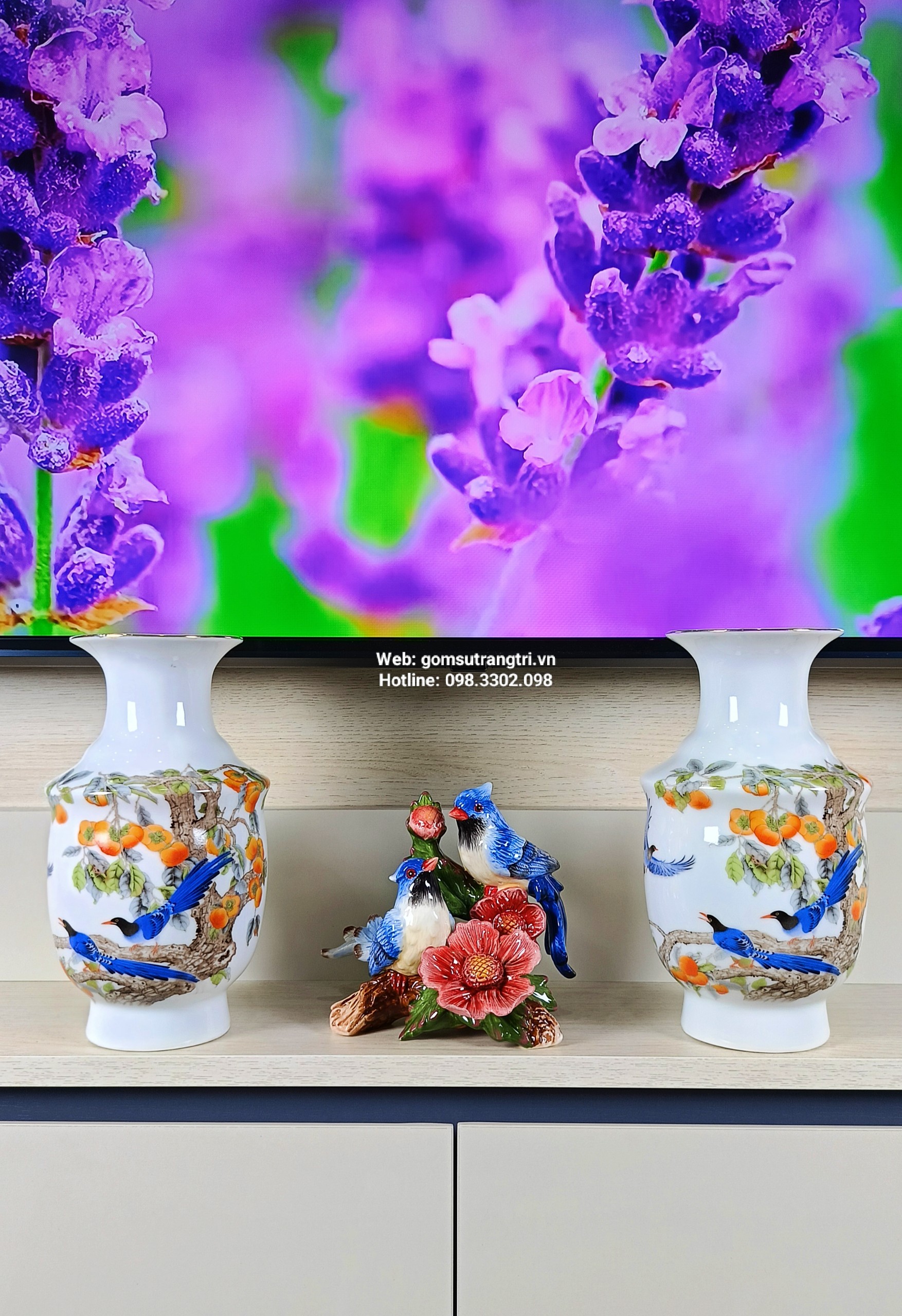 Cặp Bình Sứ Họa Tiết Hỷ Sự Đa Đa - Sản phẩm Bình Cắm Hoa Cao Cấp